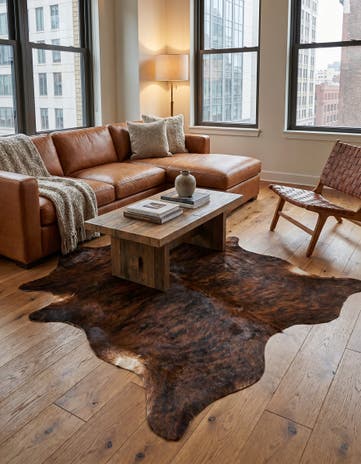 6' 3 x 6' 3 Cowhide Leather Square Rug