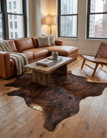 6' 3 x 6' 3 Cowhide Leather Square Rug