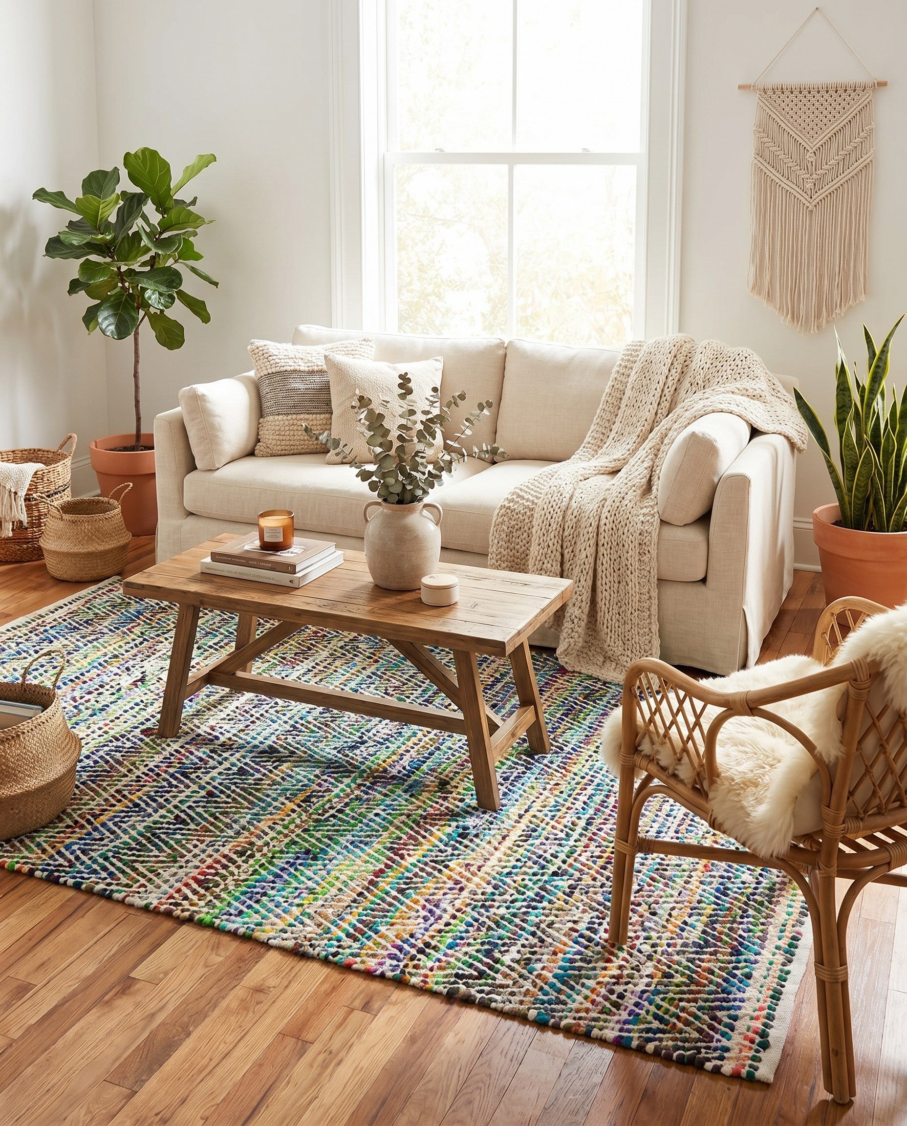 5' 1 x 8' Hand Woven Chindi Chevron Rug