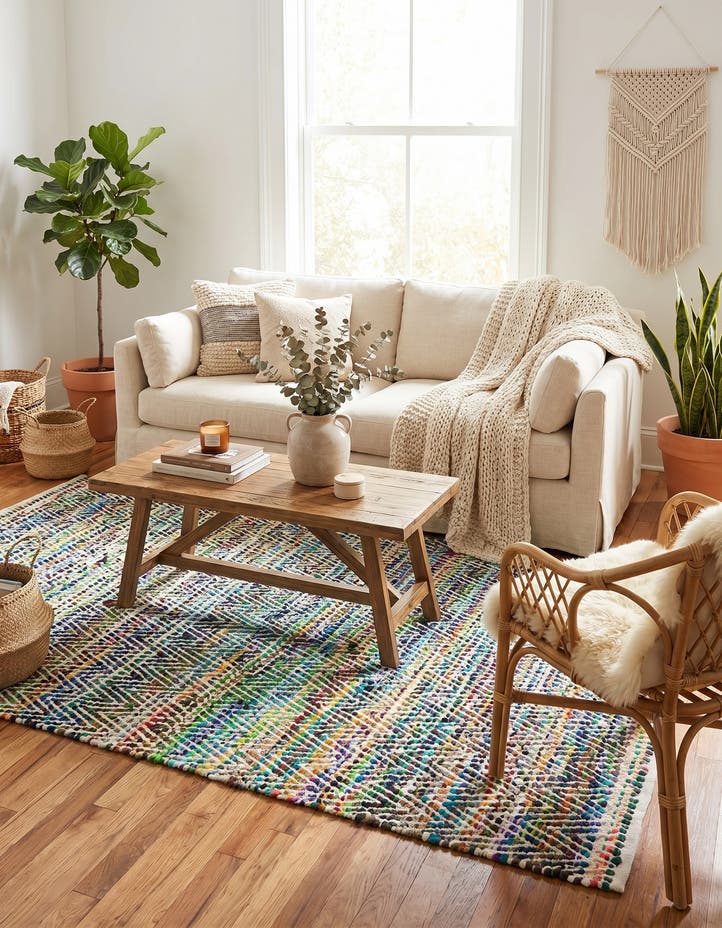 5' 1 x 8' Hand Woven Chindi Chevron Rug