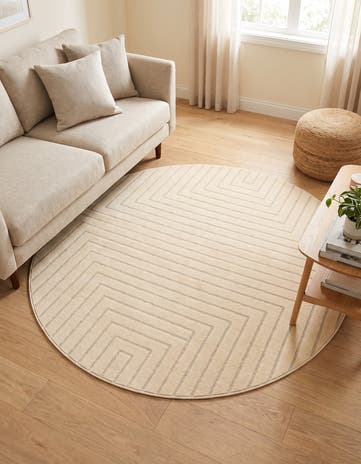 Ivory Contour Round Rug