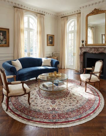 8' 2 x 8' 2 Hand Knotted Qom Persian Round Rug