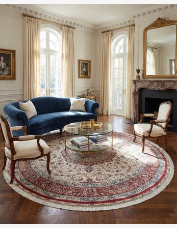 8' 2 x 8' 2 Hand Knotted Qom Persian Round Rug