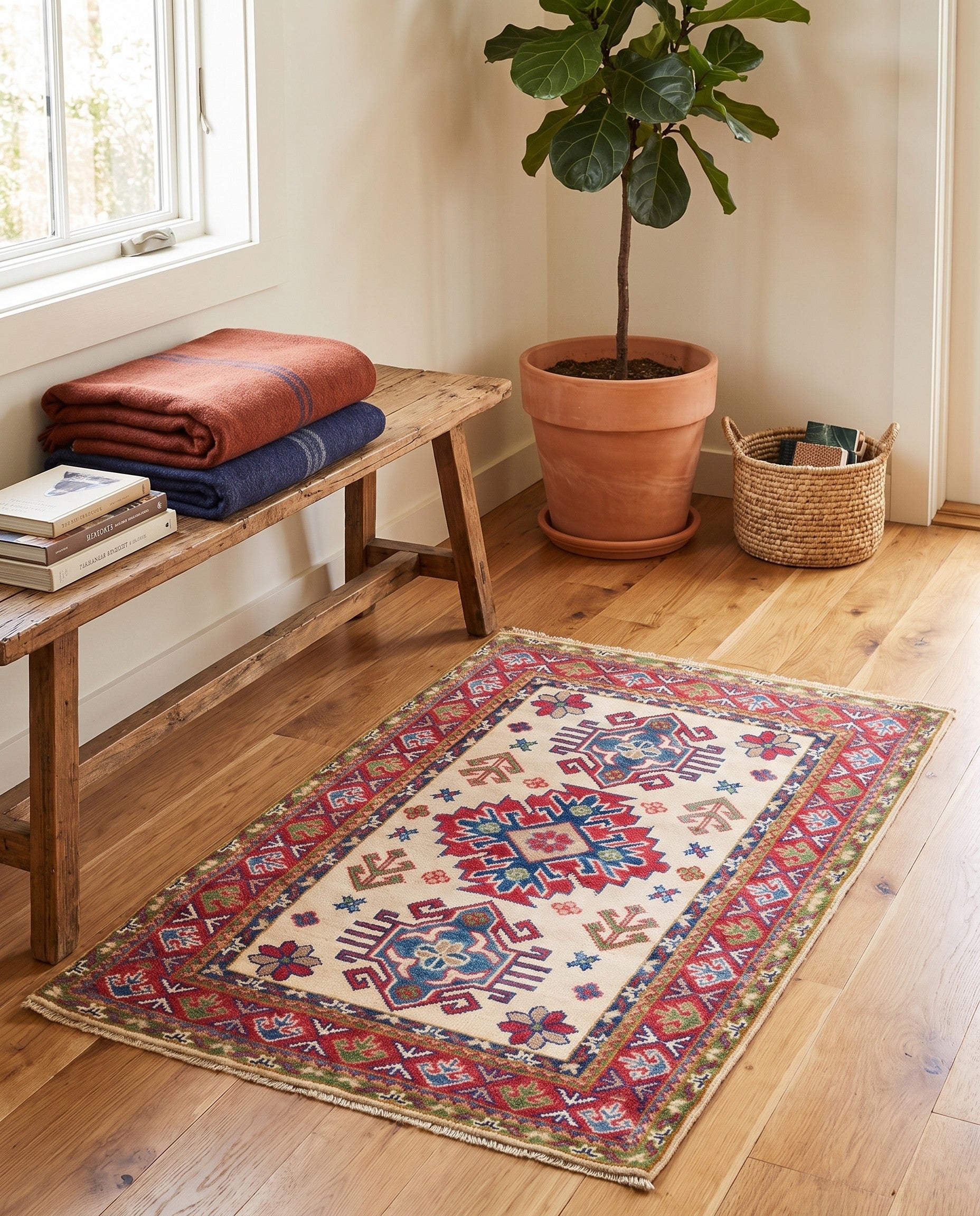 2' 7 x 3' 11 Hand Knotted Kazak Rug
