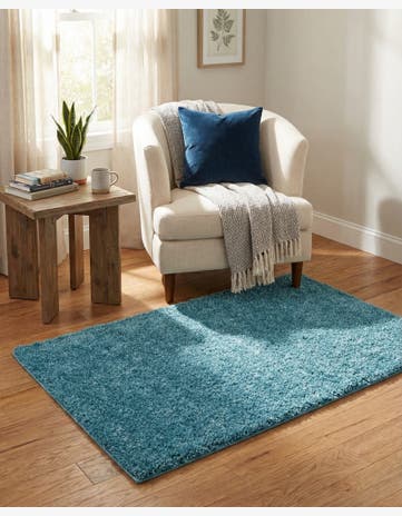 Turquoise Soft Solid Shag Rug