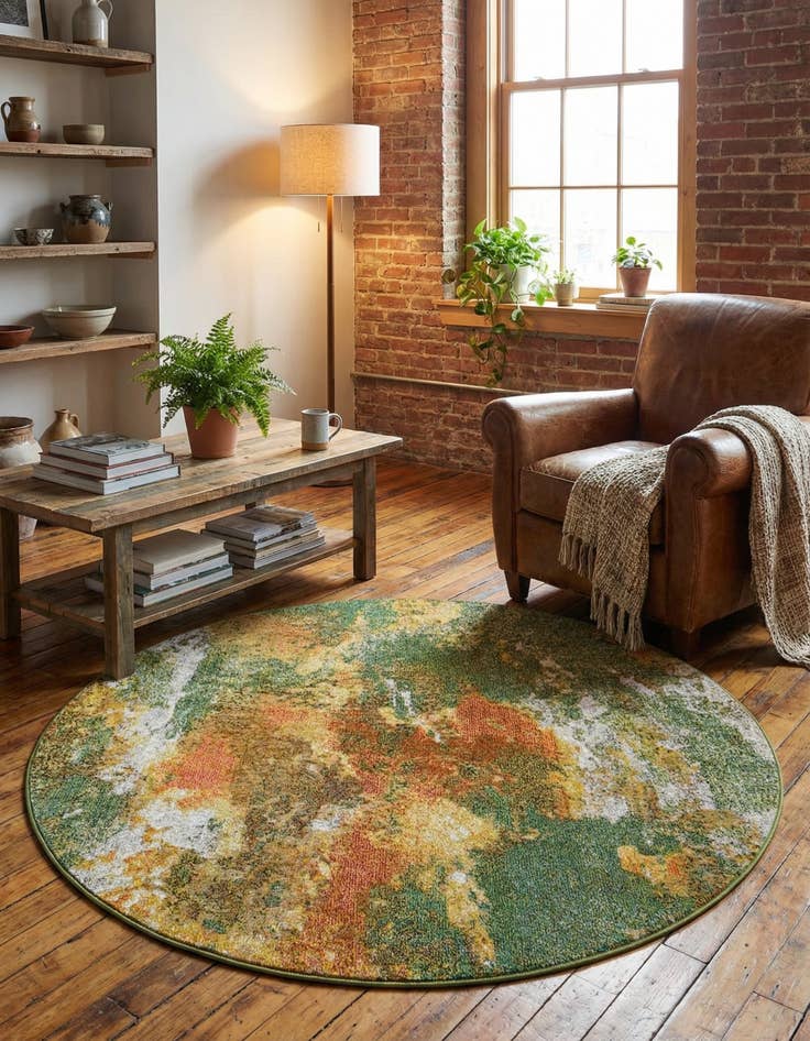 Detail image of 6' x 6'  Washable Haerfest Round Rug