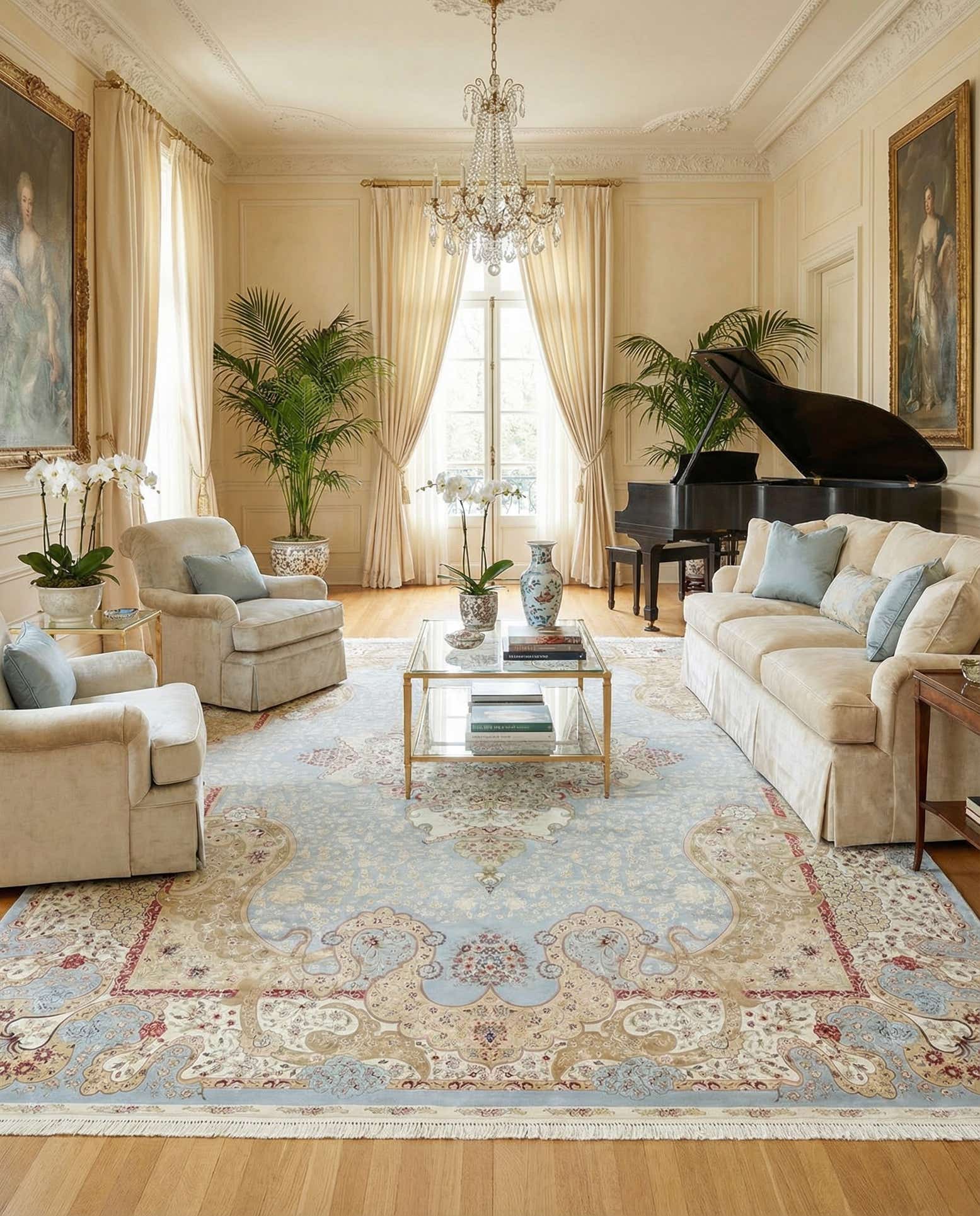 9' 2 x 12' 6 Qom Bamboo Silk Rug