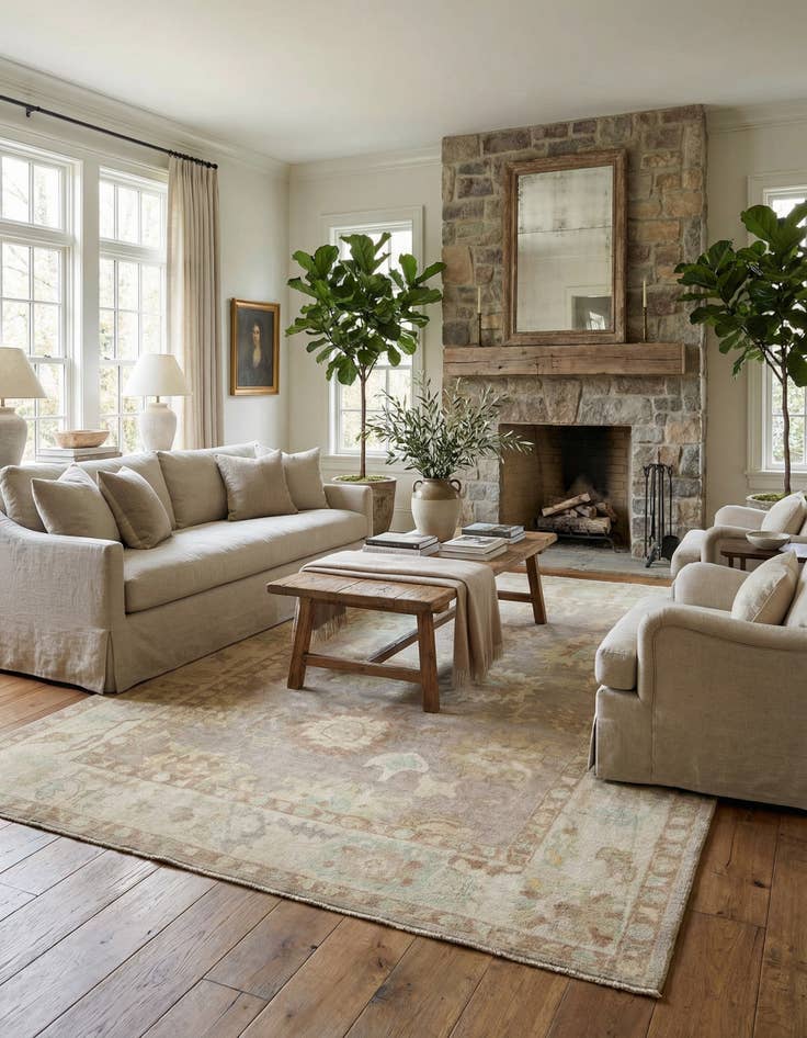 Detail image of 8' 4 x 10' 1 Hand Knotted Oushak Wool Rug