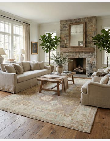 8' 4 x 10' 1 Hand Knotted Oushak Wool Rug