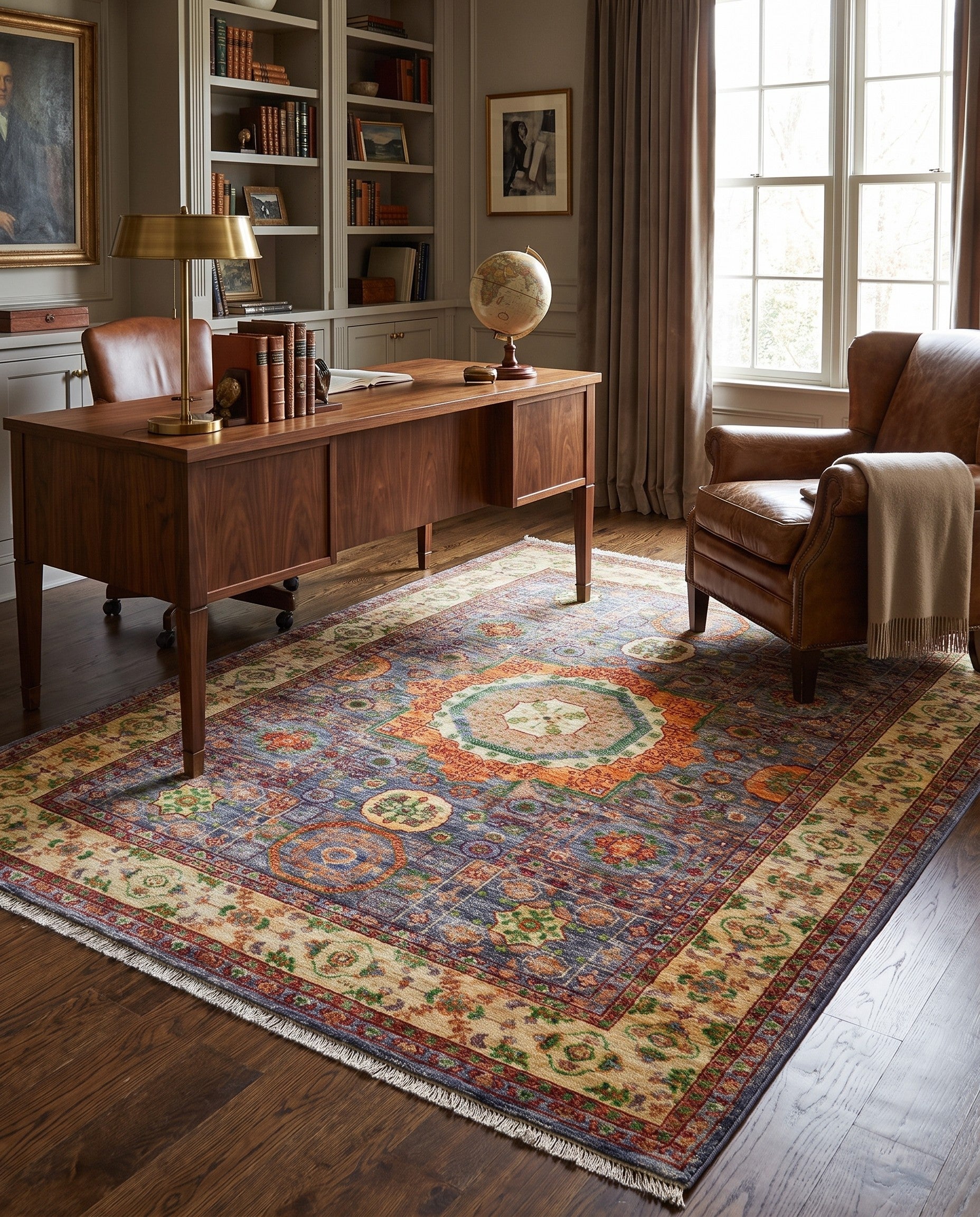 4' 11 x 6' 5 Hand Knotted Mamluk Ziegler Rug