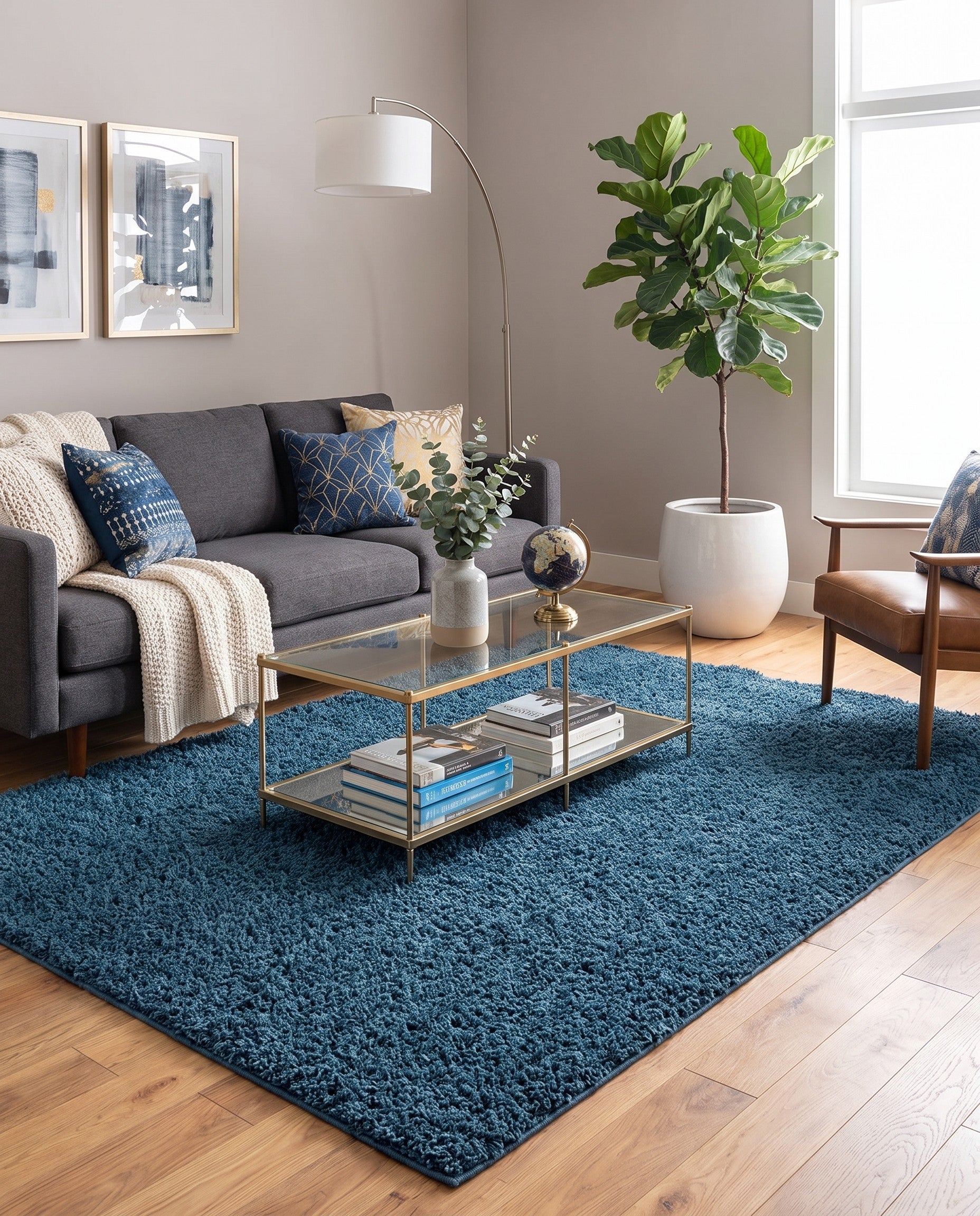 Sapphire Blue Comfort Solid Shag Rug