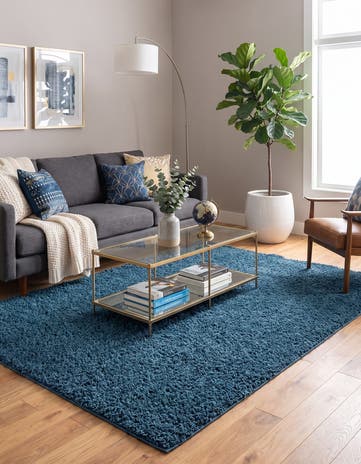 Sapphire Blue Comfort Solid Shag Rug