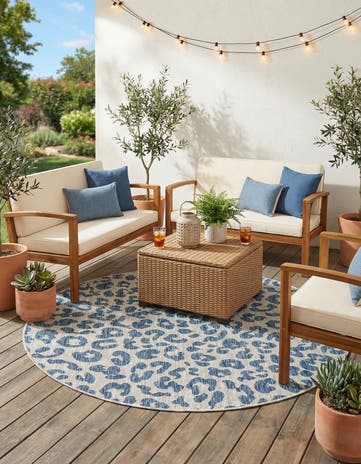 6' x 6' Easy-Clean Safari Indoor / Outdoor Round Rug