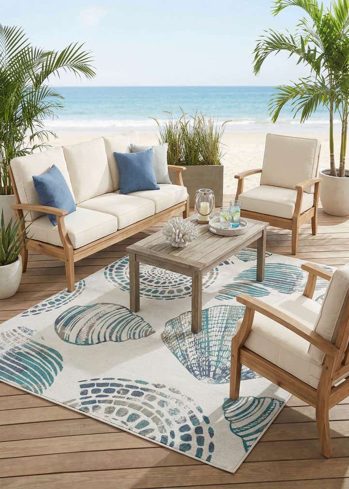 7' 10 x 10' Easy-Clean Coastal Indoor / Outdoor Rug