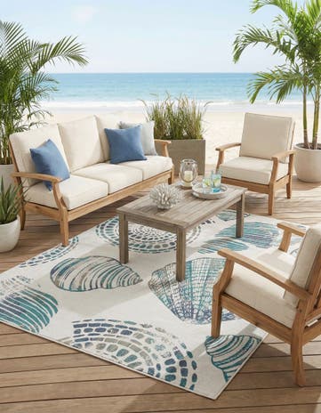 7' 10 x 10' Easy-Clean Coastal Indoor / Outdoor Rug