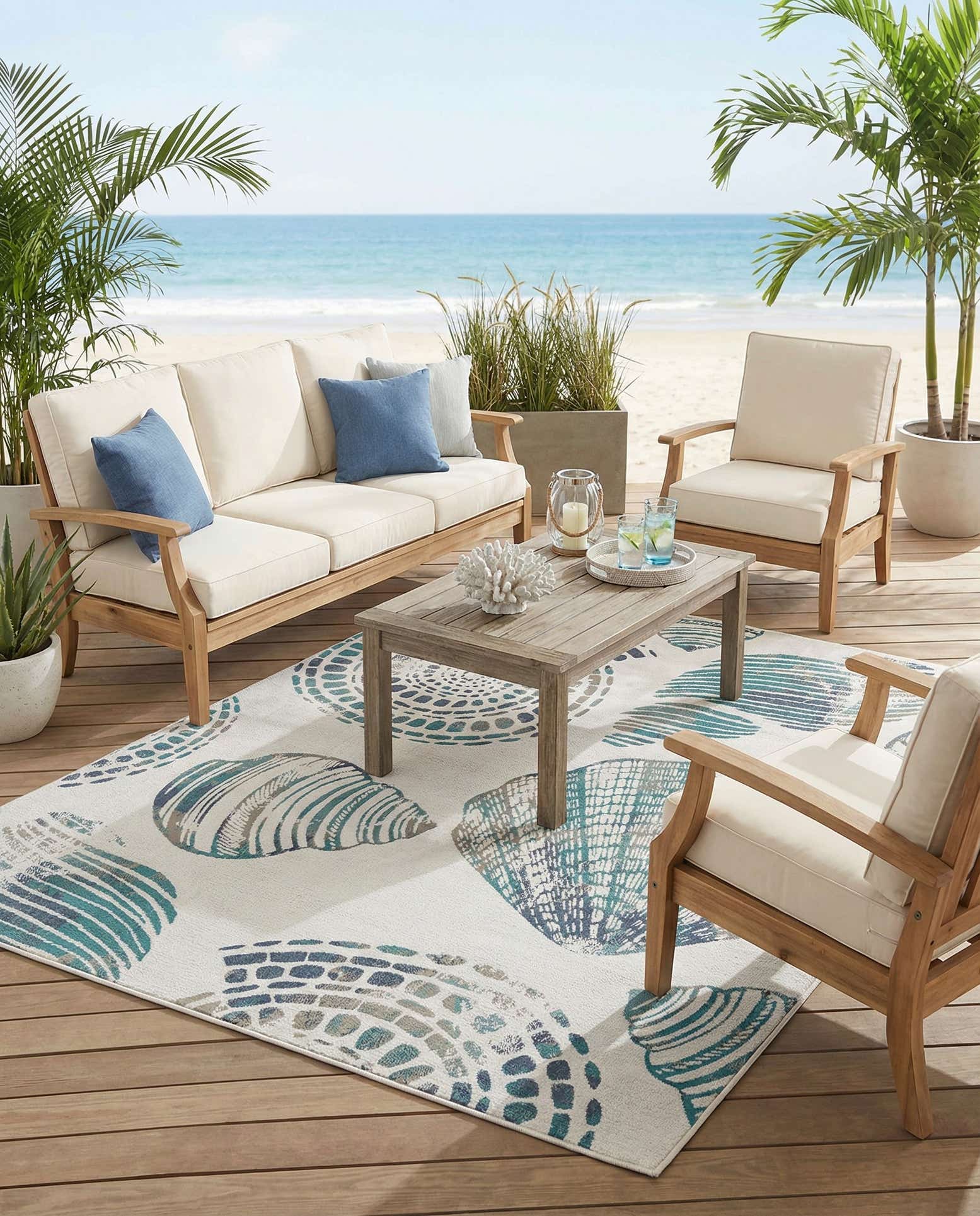 7' 10 x 10' Easy-Clean Coastal Indoor / Outdoor Rug