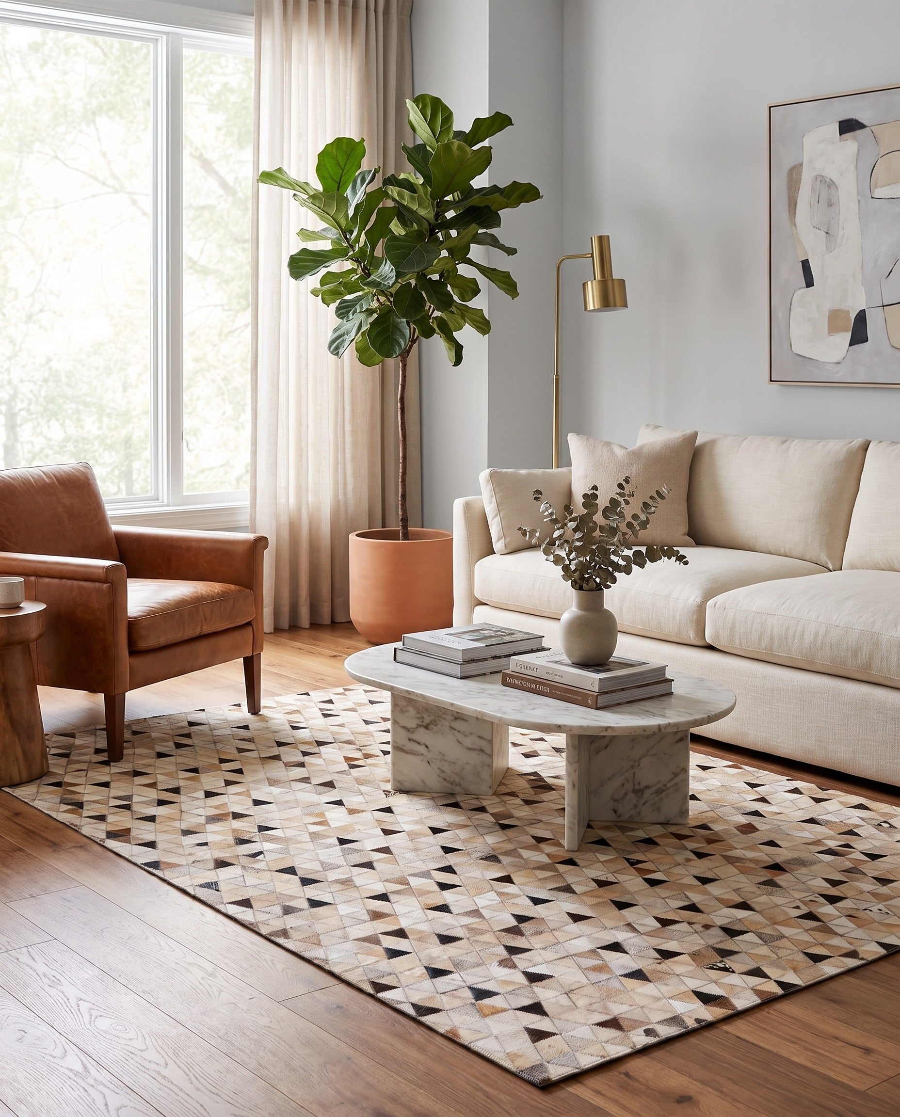 4' 8 x 6' 7 Cowhide Rug
