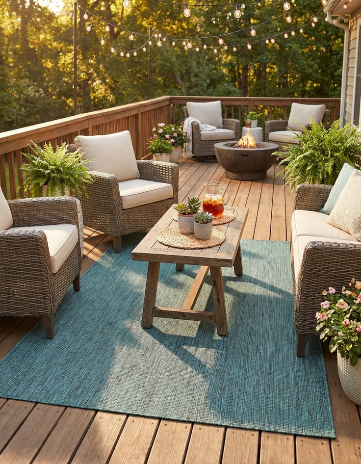 Detail image of 5' 3 x 8' Washable Solid Indoor / Outdoor Rug