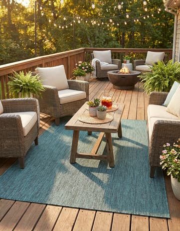5' 3 x 8' Easy-Clean Solid Indoor / Outdoor Rug