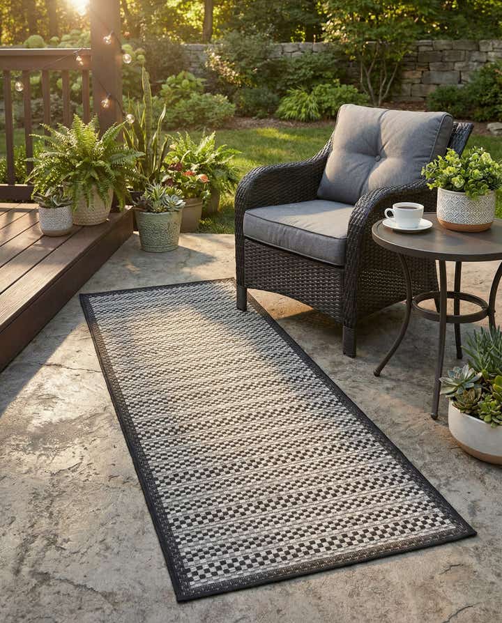 2' 2 x 6' Easy-Clean Border Indoor / Outdoor Runner Rug