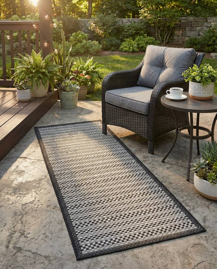 Detail image of 2' 2 x 6' Easy-Clean Border Indoor / Outdoor Runner Rug