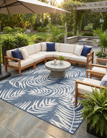 10' x 10' Easy-Clean Botanical Indoor / Outdoor Square Rug