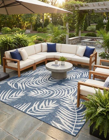 10' x 10' Easy-Clean Botanical Indoor / Outdoor Square Rug