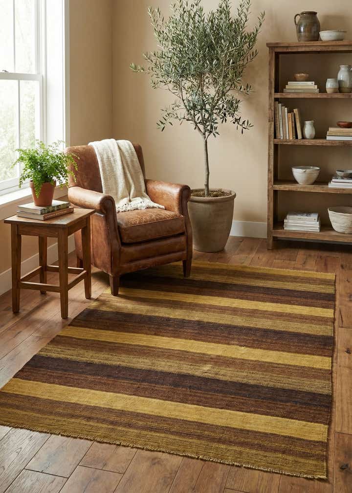 4' 1 x 5' 6 Hand Woven Kilim Afghan Wool Rug