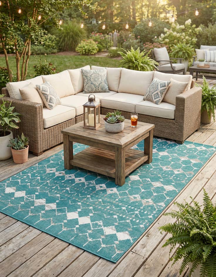 Detail image of 5' 3 x 8' Washable Lattice Indoor / Outdoor Rug