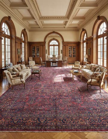 13' 6 x 29' 2 Hand Knotted Sarough Persian Wool Rug