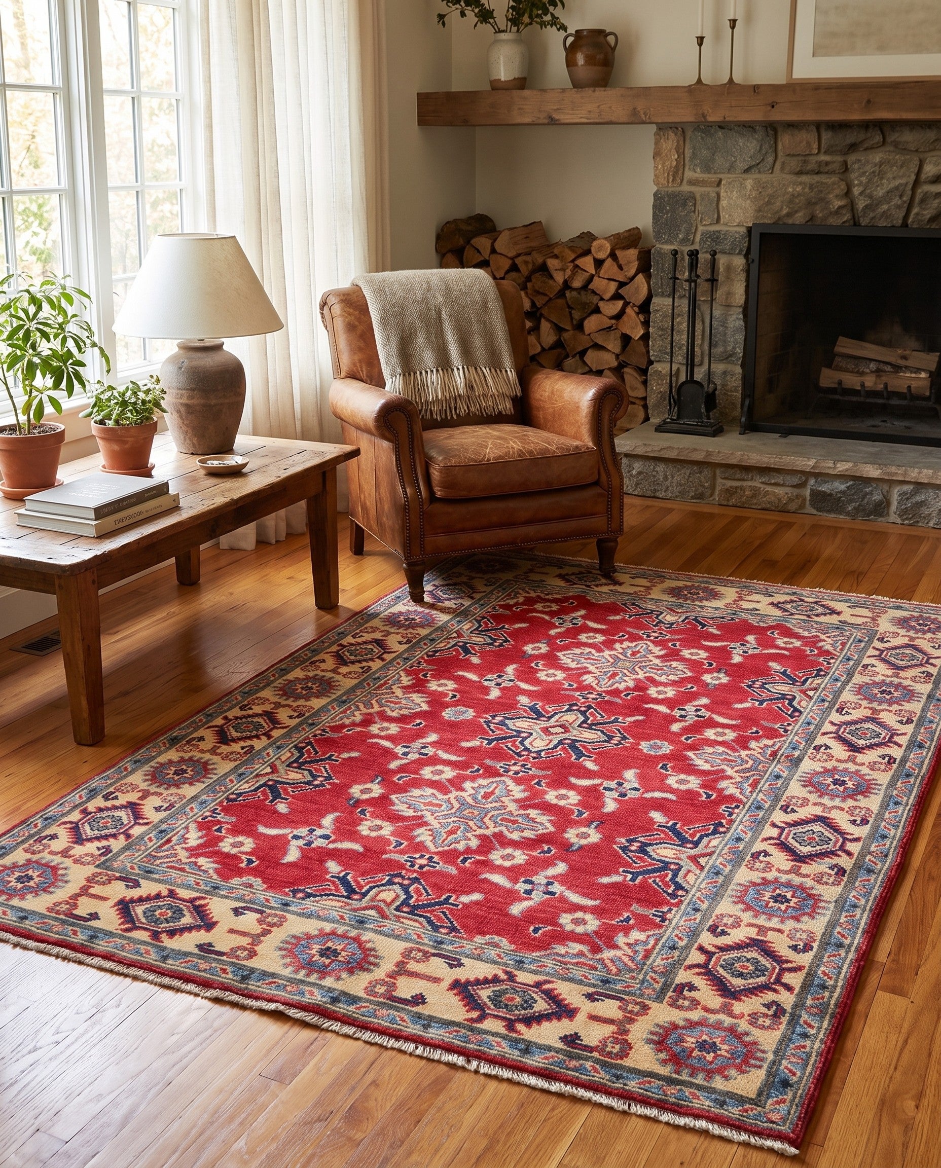 3' 6 x 4' 11 Hand Knotted Kazak Rug