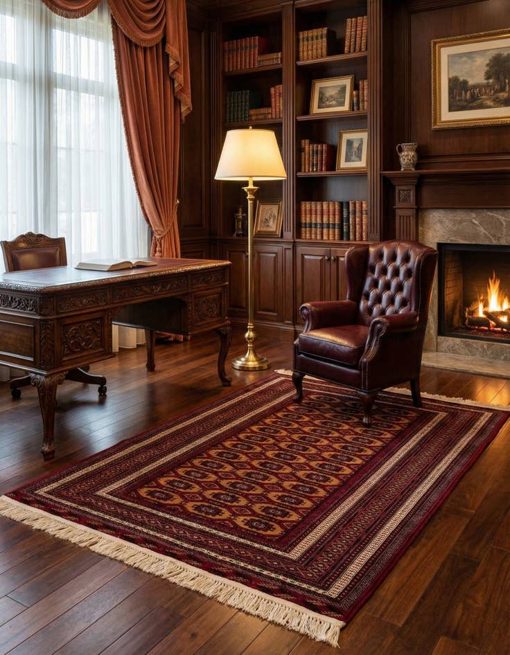 Detail image of 4' 2 x 5' 8 Hand Knotted Bokhara Oriental Wool Rug