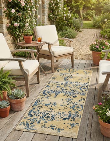 2' x 6' Easy-Clean Botanical Indoor / Outdoor Runner Rug