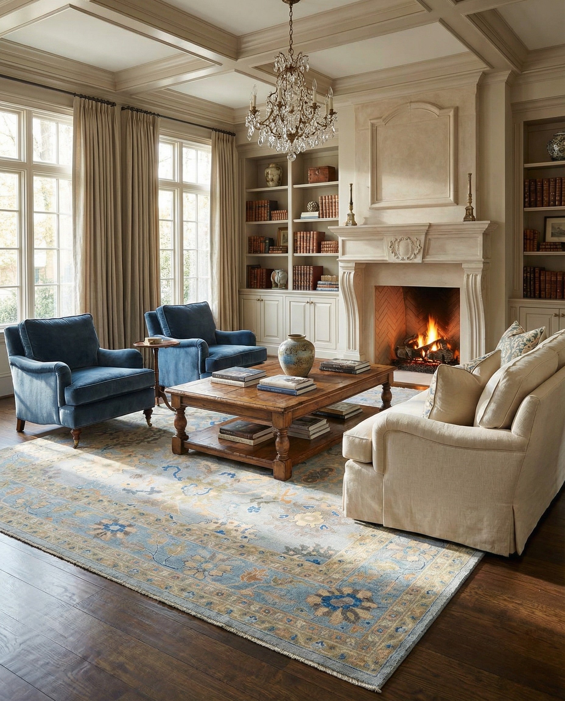 11' 5 x 14' 8 Hand Knotted Oushak Wool Rug