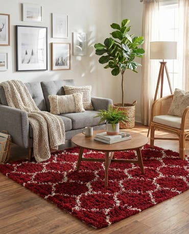  5' 3 x 5' 3 Lattice Shag Square Rug