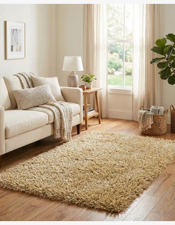 3' 2 x 5' 4 Hand Knotted Solid Shag Oriental Rug