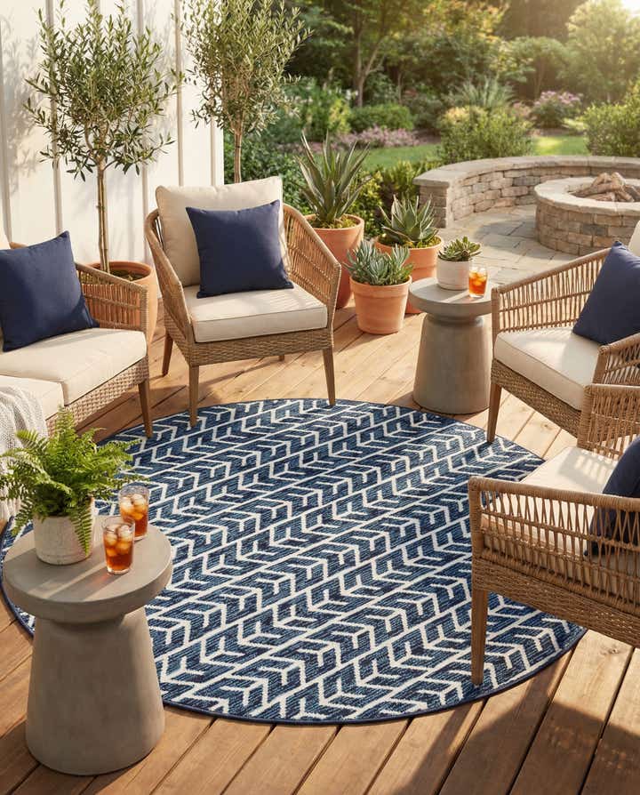 5' 3 x 5' 3 Easy-Clean Sabrina Soto Aston Indoor / Outdoor Round Rug