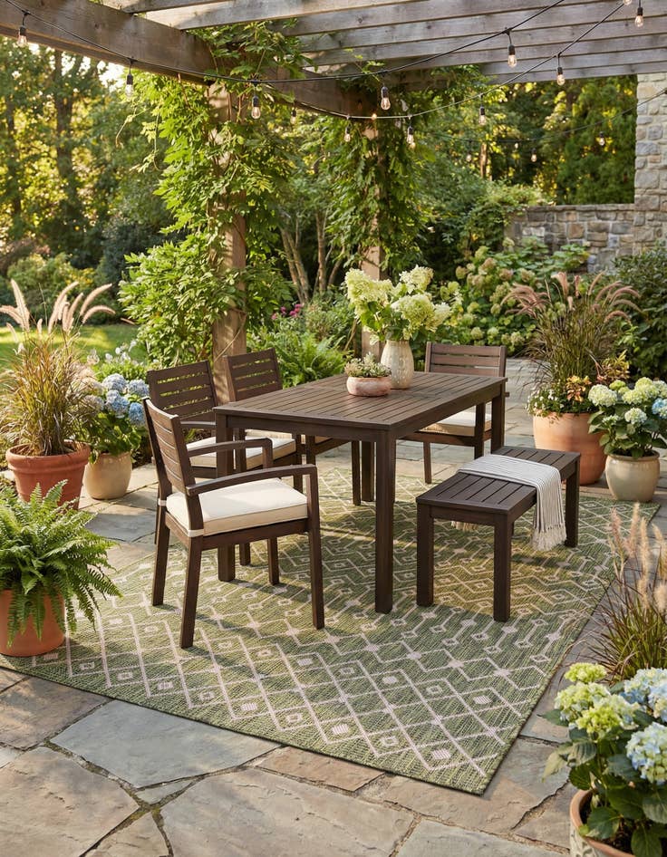 Detail image of 5' 3 x 8' Washable Lattice Indoor / Outdoor Rug