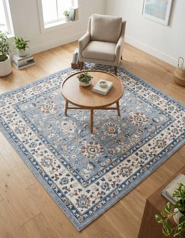 Aqua Blue Charlotte Square Rug