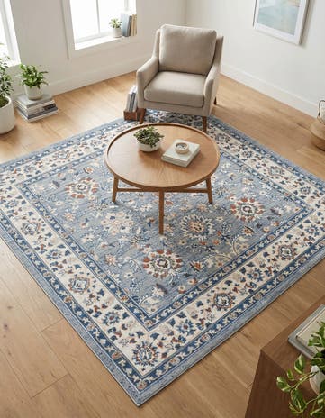 Aqua Blue Charlotte Square Rug