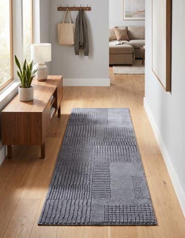Slate Blue Textura Designer Runner Rug
