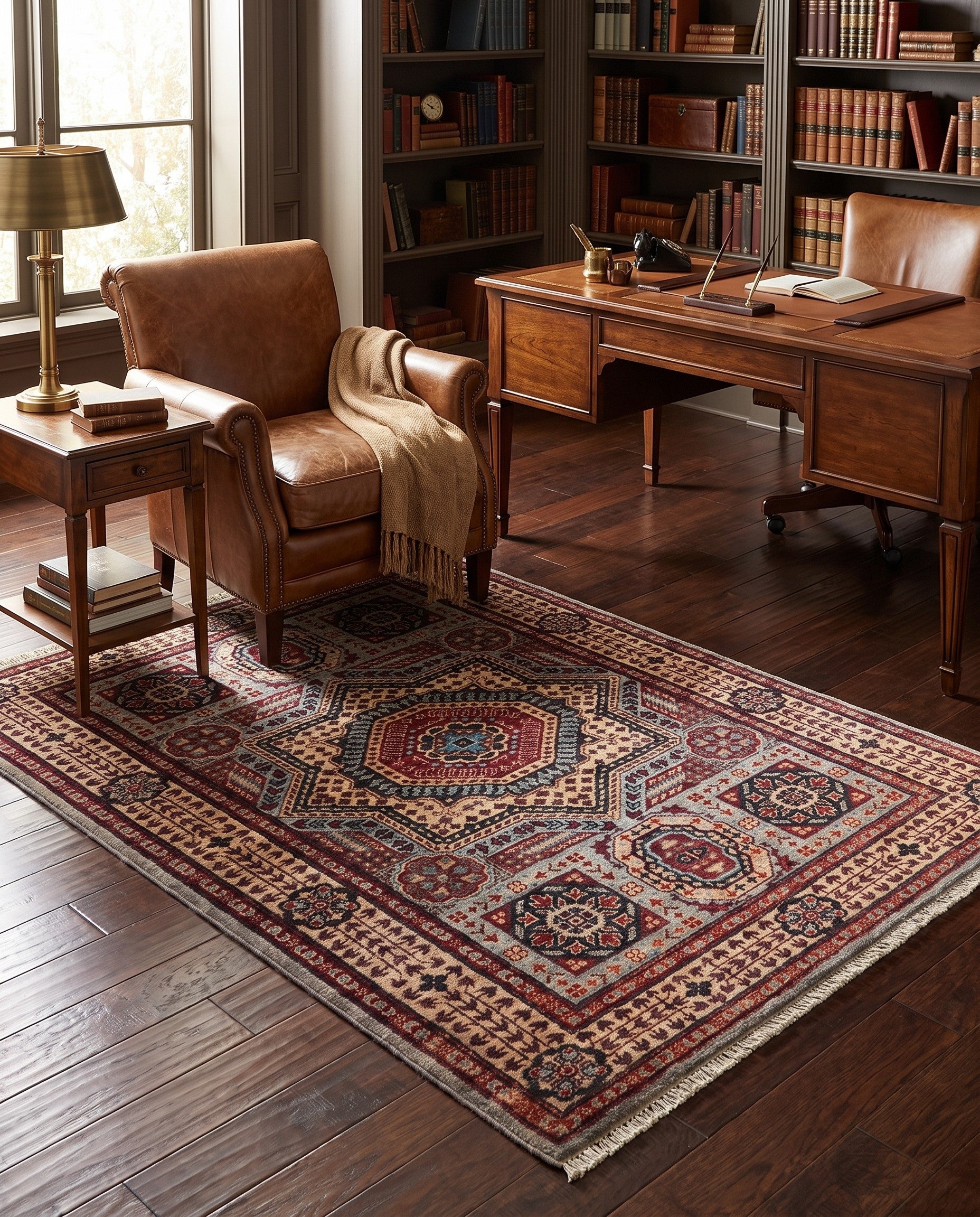 3' 4 x 4' 10 Hand Knotted Mamluk Ziegler Rug