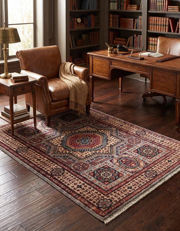 3' 4 x 4' 10 Hand Knotted Mamluk Ziegler Rug