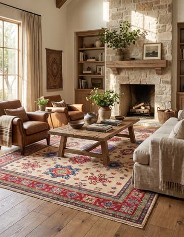6' 8 x 9' 7 Hand Knotted Kazak Rug