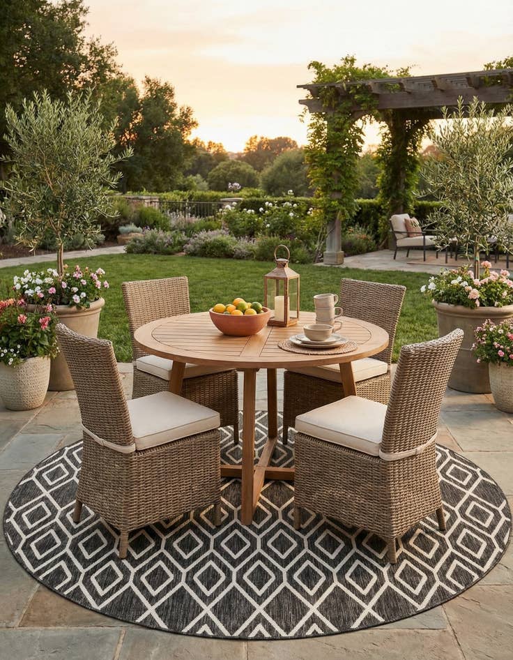 Detail image of 7' x 7' Washable Jill Zarin Indoor / Outdoor Round Rug