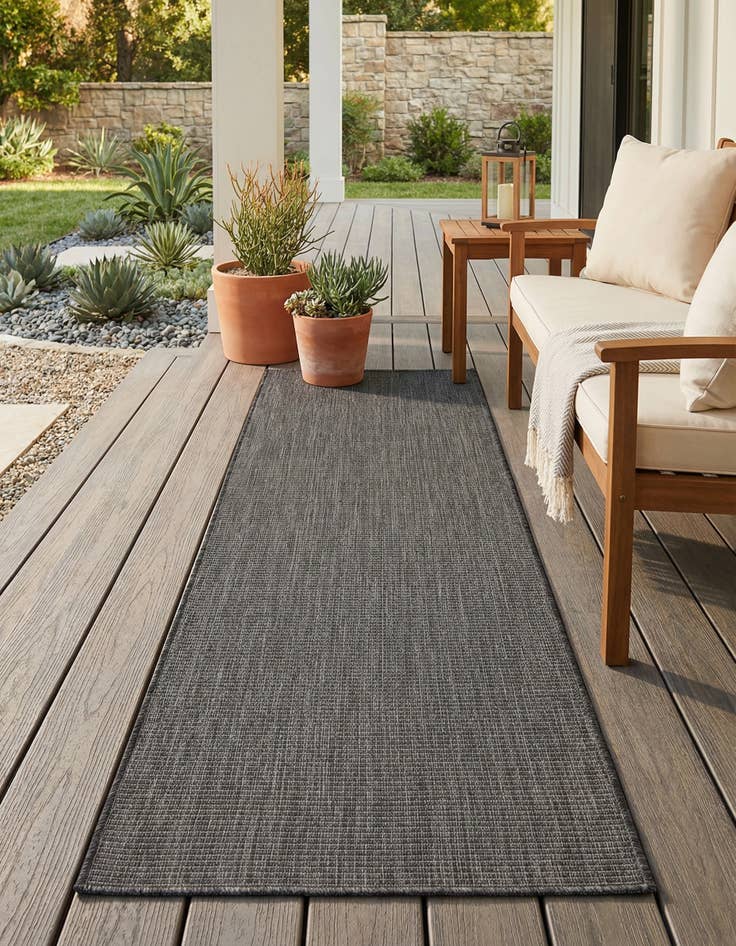 Detail image of 2' x 6' Easy-Clean Solid Indoor / Outdoor Runner Rug