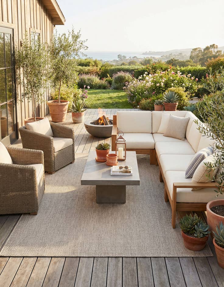 Detail image of 7' 10 x 10' Easy-Clean Solid Indoor / Outdoor Rug