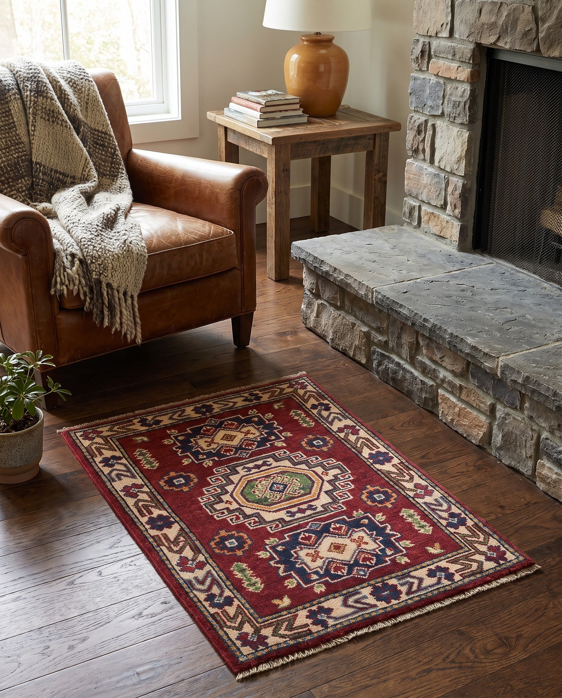 1' 11 x 2' 9 Hand Knotted Kazak Rug