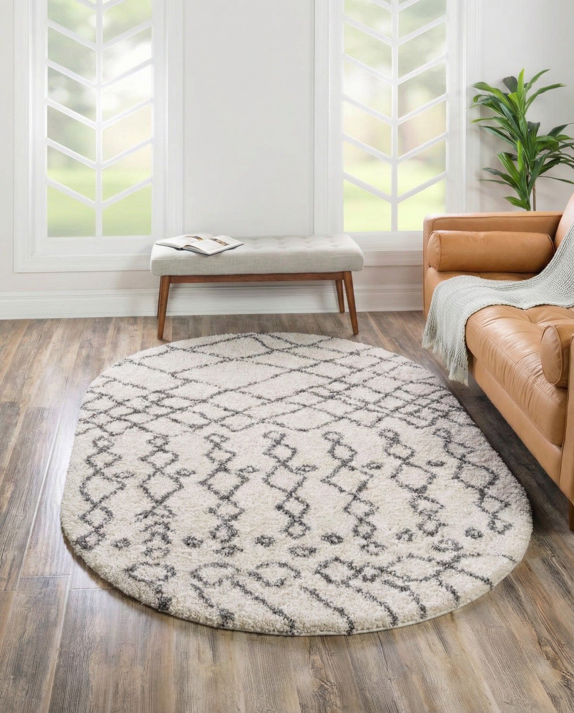 5' 3 x 8' Marrakesh Shag Oval Rug