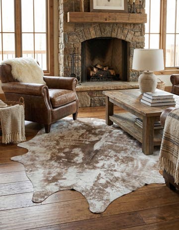5' 2 x 5' 10 Cowhide Leather Rug